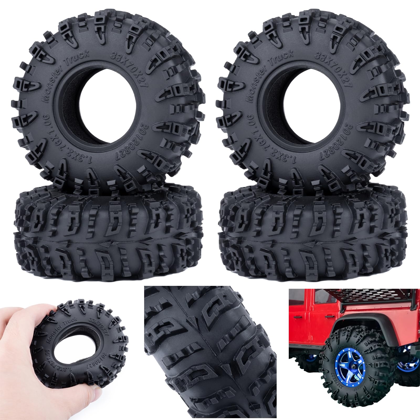 RCHUBAM 1.3 RC Crawler Tires 70 * 27mm TRX4M 1.3