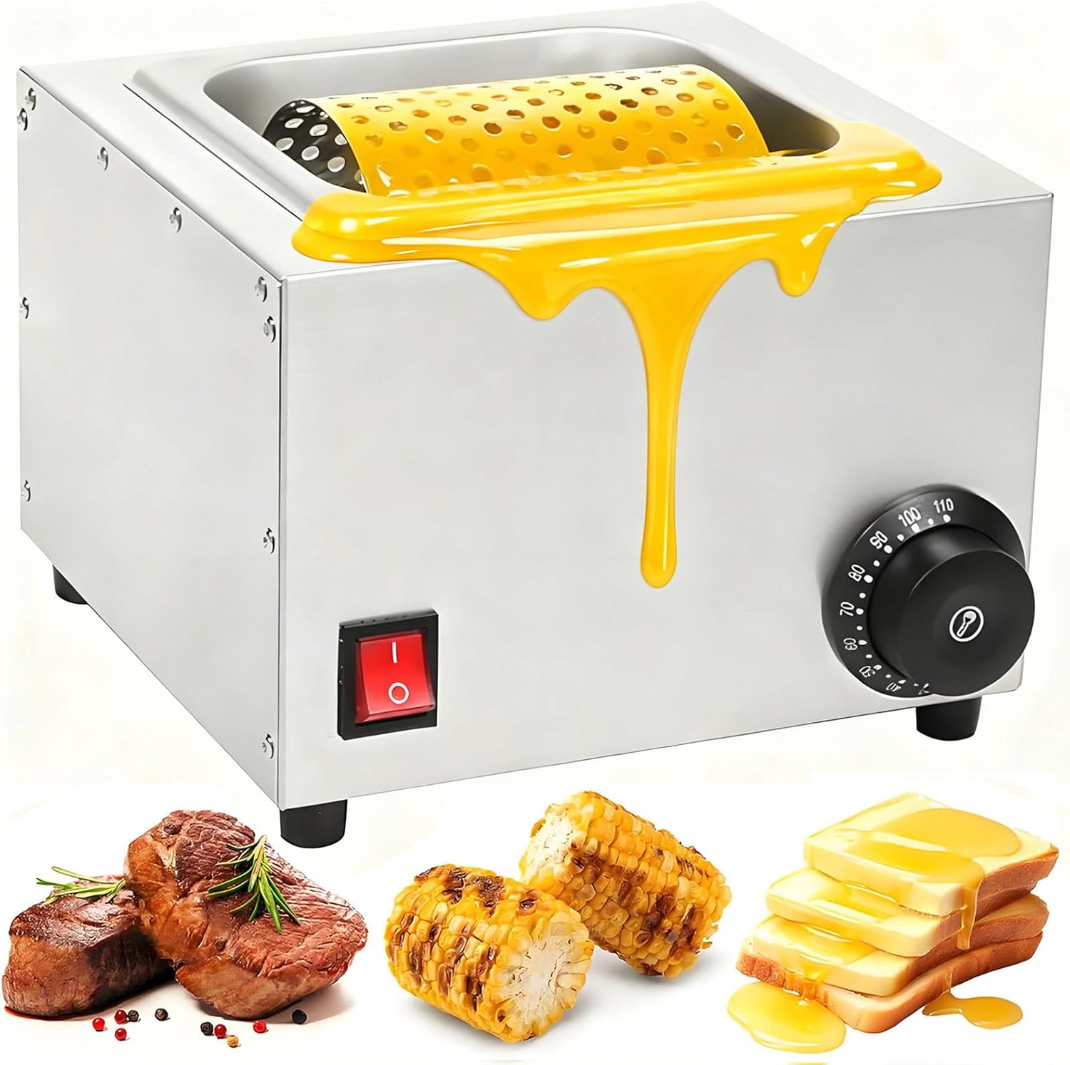 Electric Butter Wheel for Spreads Butter Evenly to Bread, 30-80℃ Adjustable Temp, Stainless Steel Butter Roller for Indoor/Outdoor Picnics Camping BBQ Grill