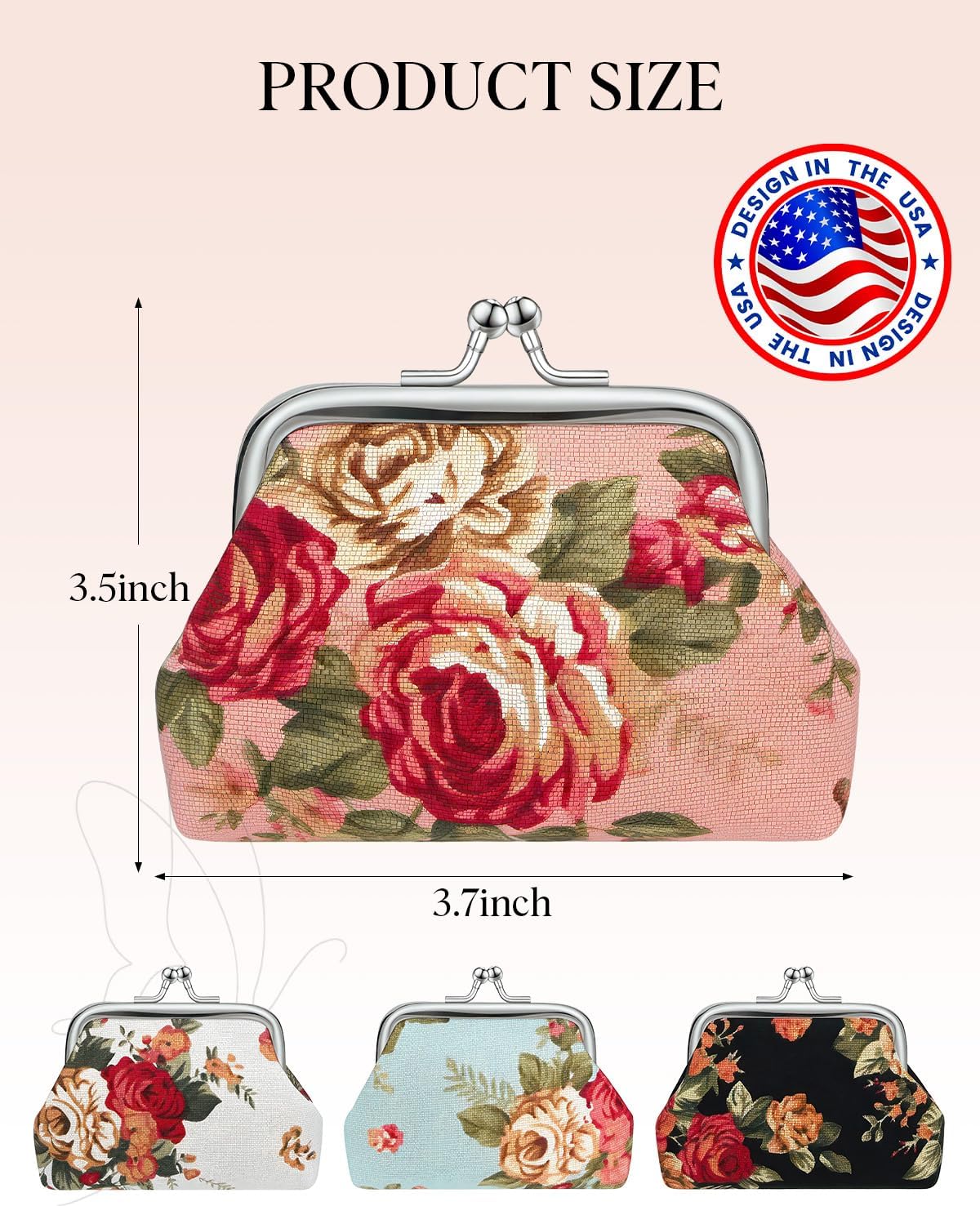 24Pcs Canvas Floral Coin Purses, Vintage Coin Purses, Small Cute Mini Wallet Pouch for Women & Girls, Floral Coin Purse Set, Gift Trinket Present Bag