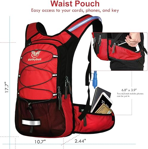 Paquete de hidratación, mochila de hidratación aislada con bolsa de agua de 2 litros sin BPA y almacenamiento, mochila de senderismo para hombres,