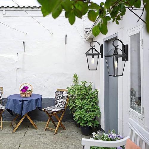 Miniatura 36 de Lámparas de pared para exteriores, faroles de pared exterior impermeables con vidrio, apliques de pared exterior, luces de porche delantero