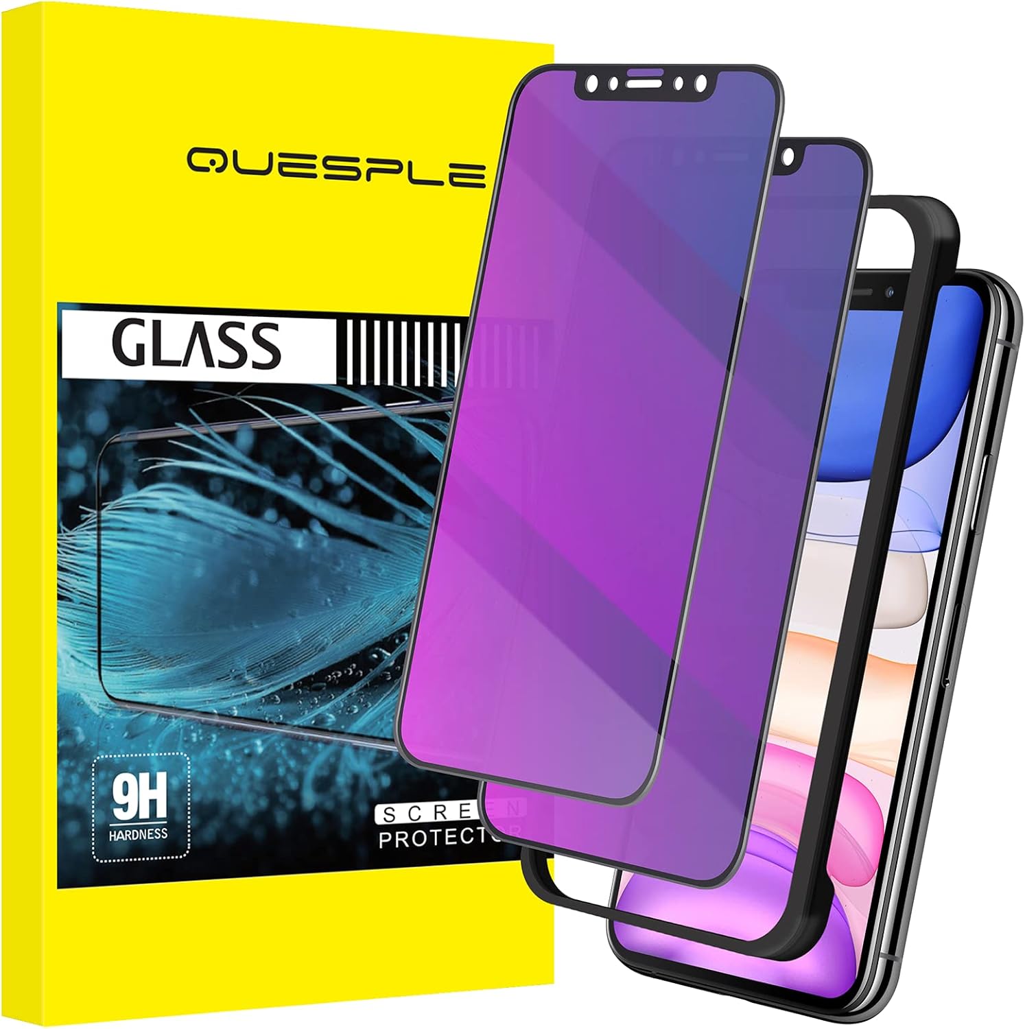 QUESPLE [2 Pack] Purple Privacy Screen Protector for iPhone 11/iPhone XR 6.1 inch