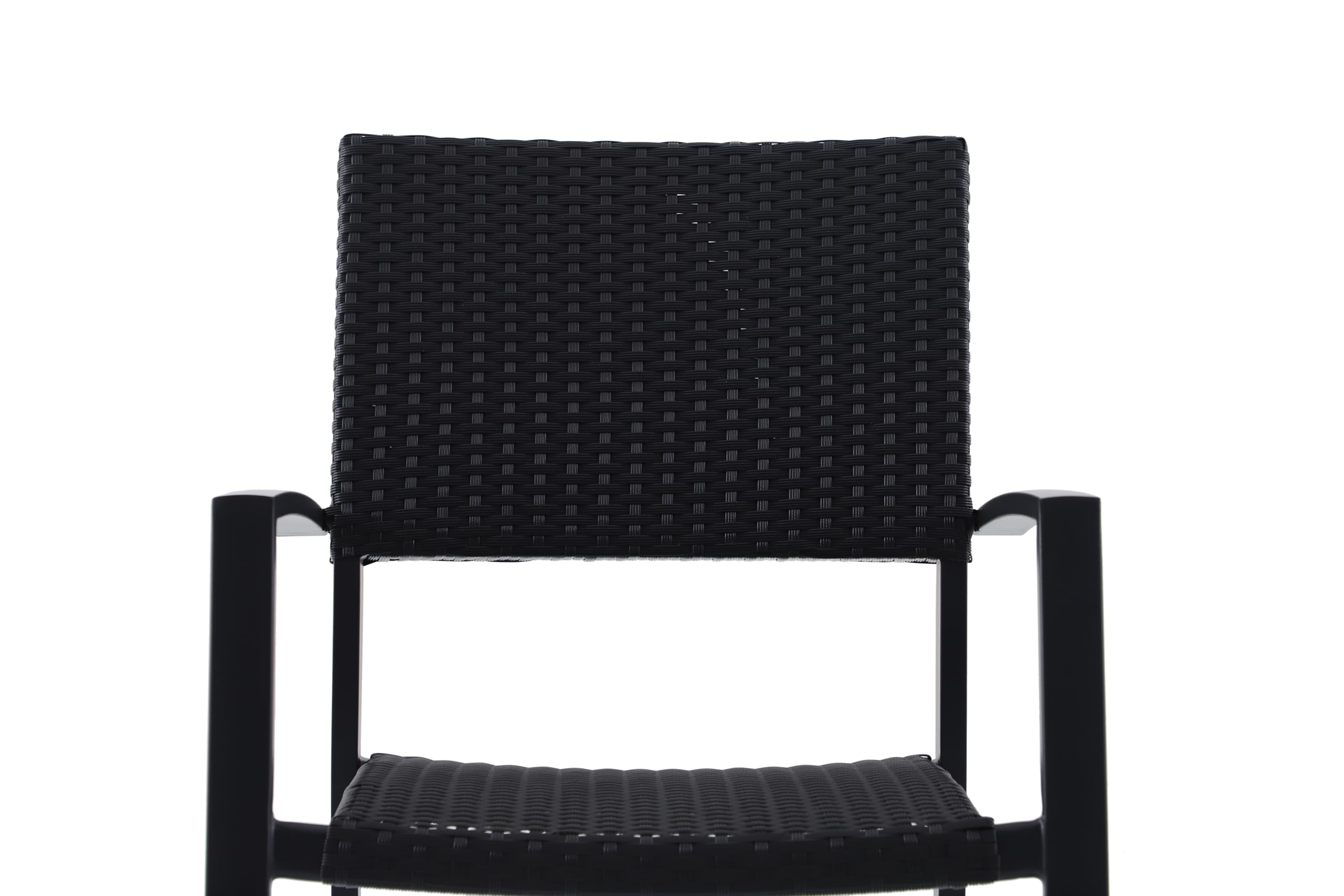 METRO Professional Silla de Jardín con Reposabrazos Balsario, Aluminio/Ratán Sintético, Apilable, para Exterior, Negro
