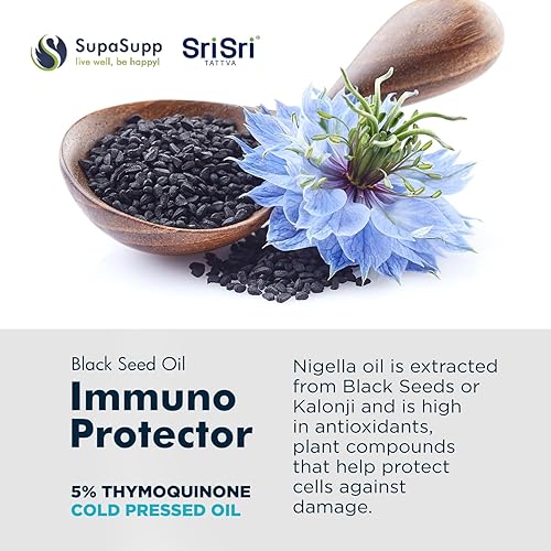 Miniatura 5 de SRI SRI TATTVA Cápsulas de Nigella Sativa prensadas en frío para apoyo inmunológico y vitalidad, aceite orgánico de semillas negras para una mayor