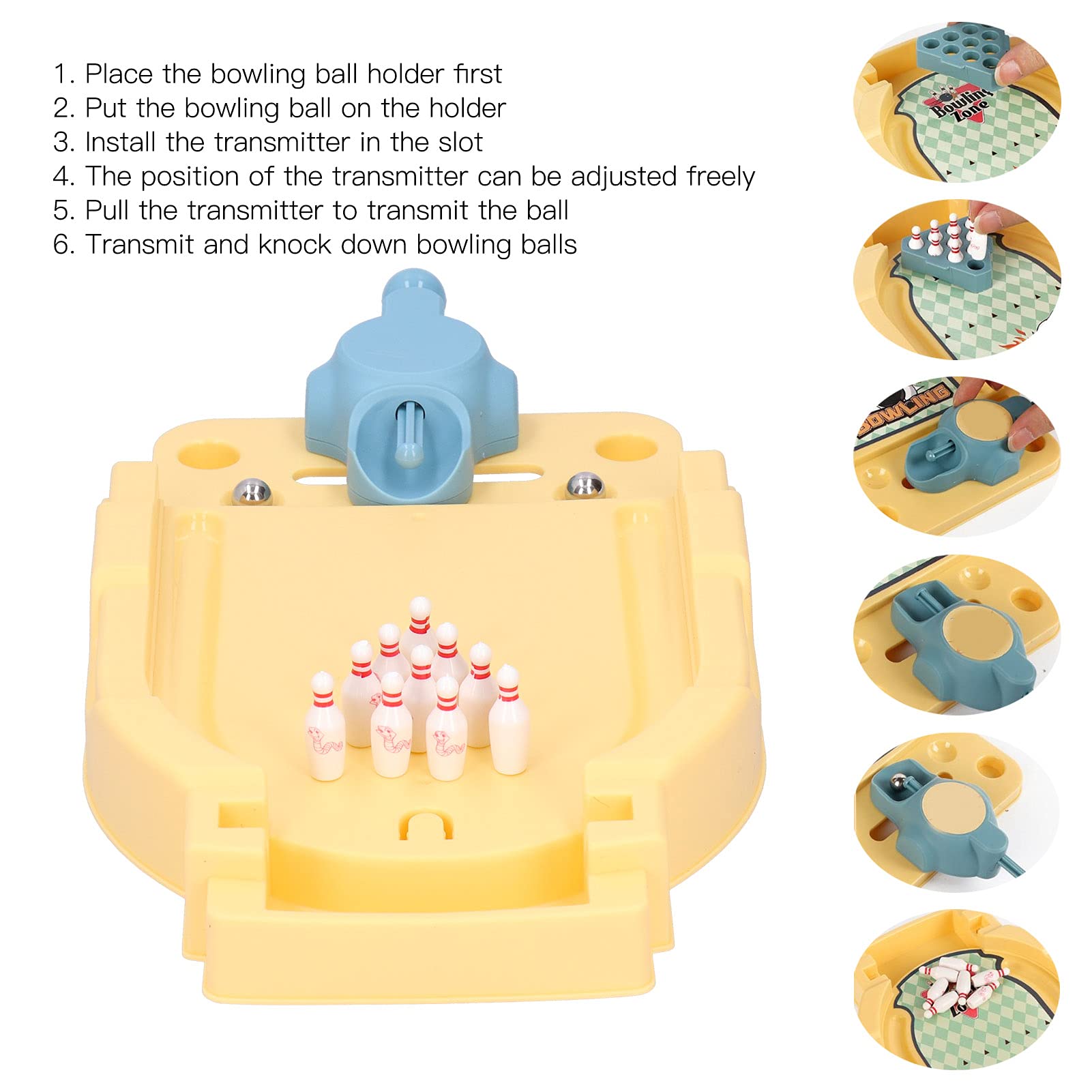 plplaaoo Mini Jeu de Bowling de Bureau, Planche à Boules de Bowling, Jouet interactif pour Enfants