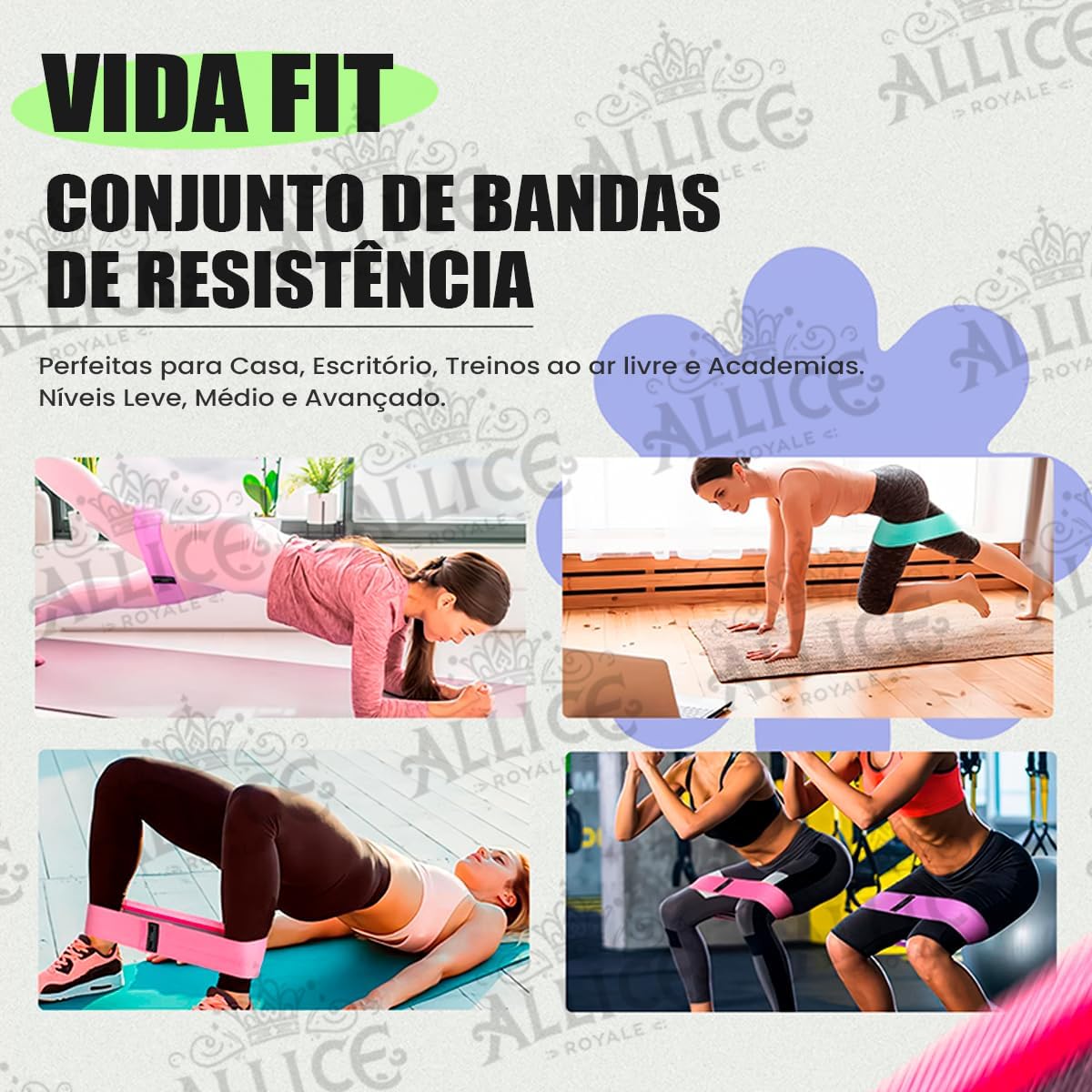 Super Kit Com 3 Mini Faixas Band Elásticas Premium - Para Yoga, Pilates & Crossfit Extensor Treino Multinível Completo em Casa ou em Qualquer Lugar