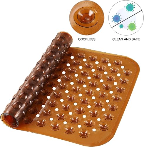 Miniatura 2 de YINENN Tapete para ducha y bañera, antideslizante y sin látex, con ventosas, lavable a máquina, con agujeros de drenaje (31 x 15.5 pulgadas, color
