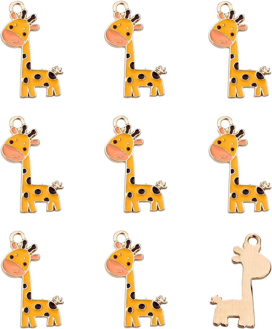 Elecrelive 10Pcs Giraffe Charms Alloy Animal Charms Orange Enamel Pendants Cute Cartoon Hanging Ornaments for Bracelet Necklace Keychain DIY Craft Supplies
