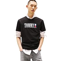 Tommy Jeans Uomo T-Shirt Maniche Corte Flag Tee Regular Fit, Nero (Black), M