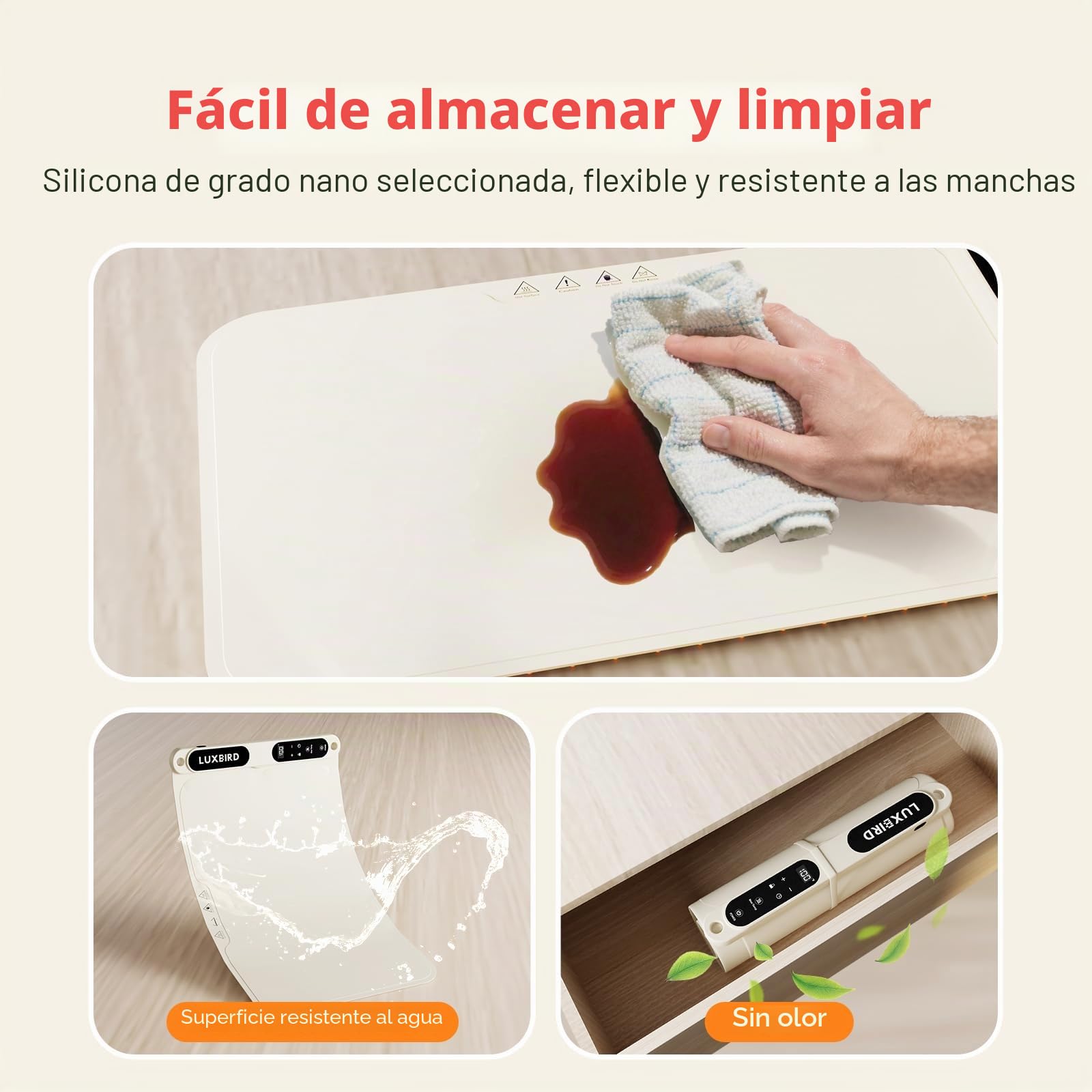 Luxbird Alfombra térmica para alimentos, alfombrilla térmica de silicona con control de temperatura, diseño mejorado de disipación de calor, protección de apagado automático, para cocina, fiesta