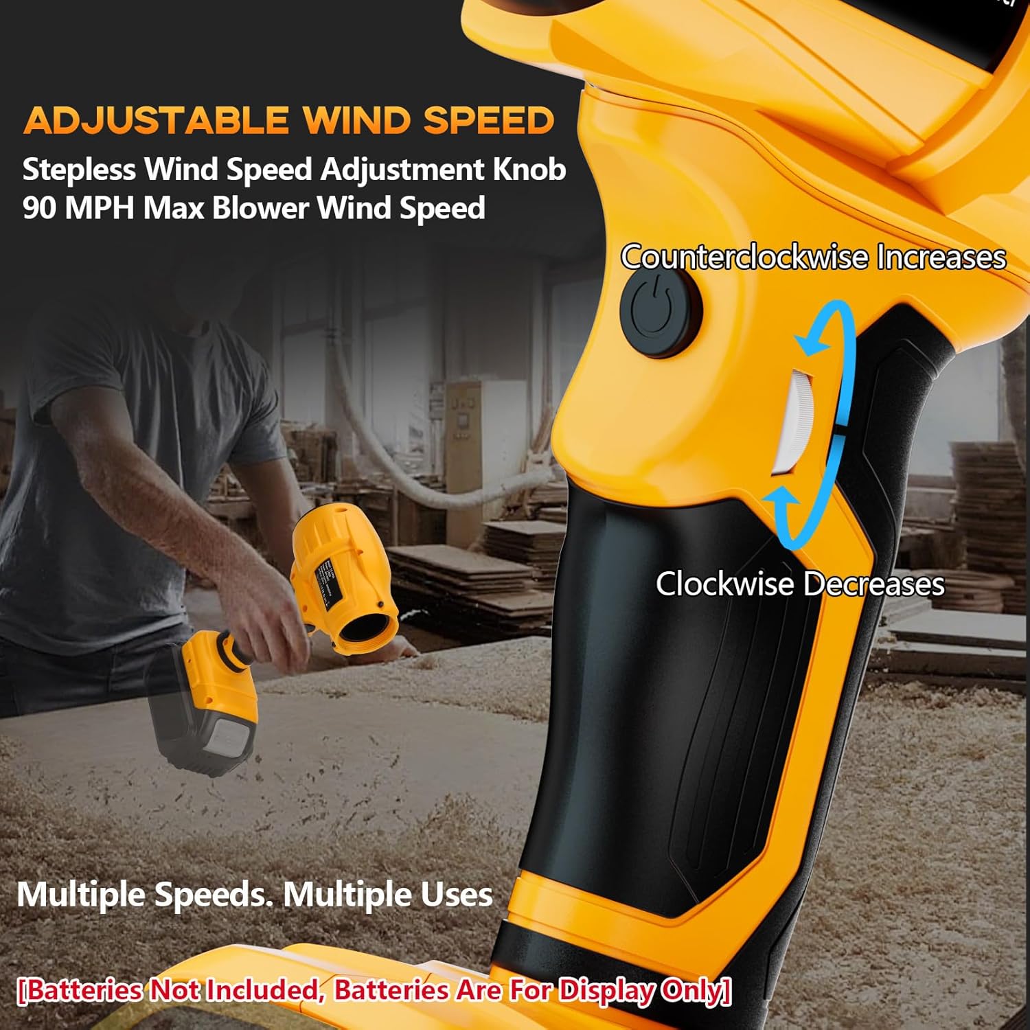 Mini Blower Cordless Air Blower Duster Compatible with Dewalt 20V Max Battery, Handheld Blower Turbo Jet Fan Dust 350W 96000 RPM Adjustable Wind Speed for Dust Removal Cleaning (Tool Only) - Image 4