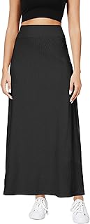 Urban CoCo Elastic Waist A-Line Long Maxi Skirt Below Knee for Women Fall Winter