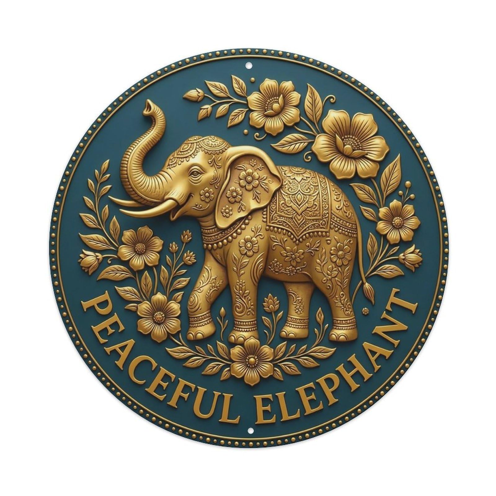 Vintage Peaceful Elephant Flower Zen Yoga Metal Tin Sign