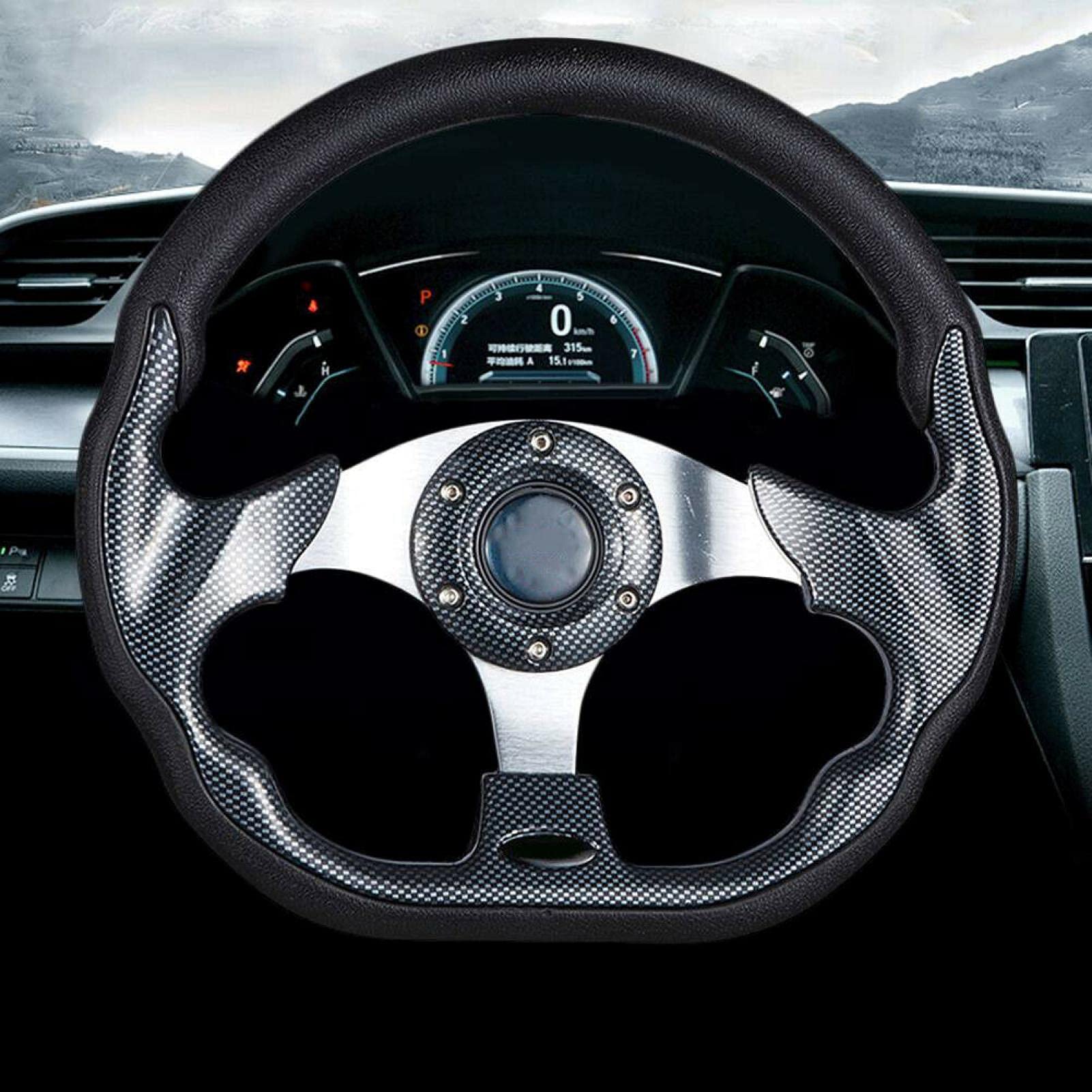 Volante da auto universale da 12,5 pollici stile in fibra di carbonio da corsa con pulsante clacson 320MM