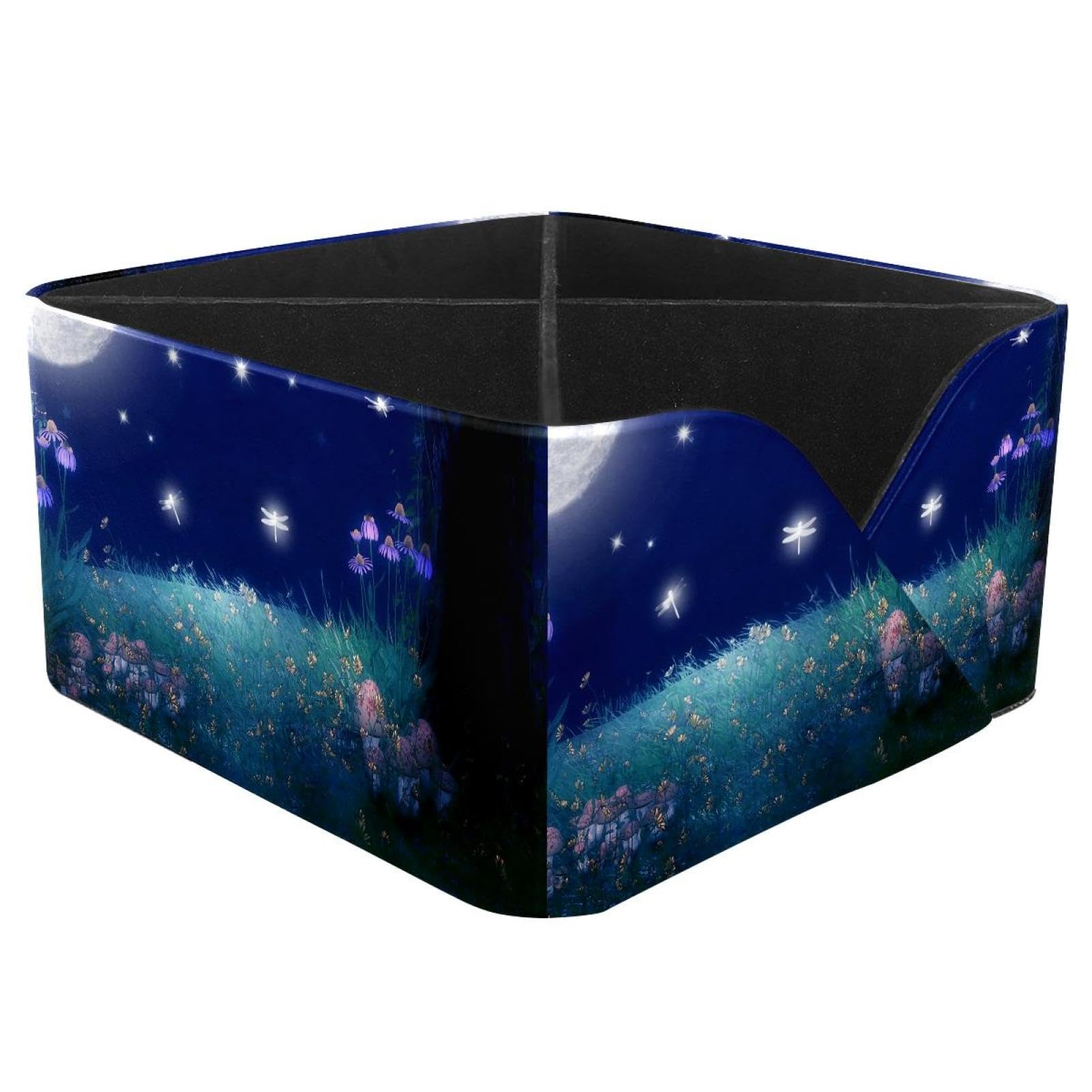 KengjuTesu Luminous Dragonflies Desktop Organizer Pen Holder, Rectangular Pencil Cup for Office, Study and Makeup Stations