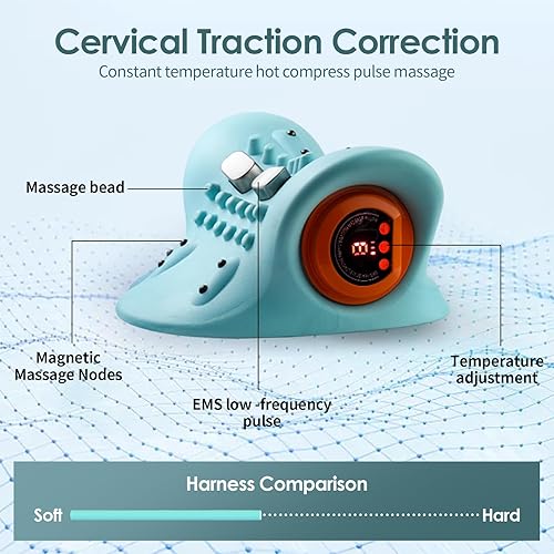 Miniatura 2 de Masajeador de cuello, relajante eléctrico de tracción de cuello y espalda, almohada de masaje compacta portátil para silla ideal