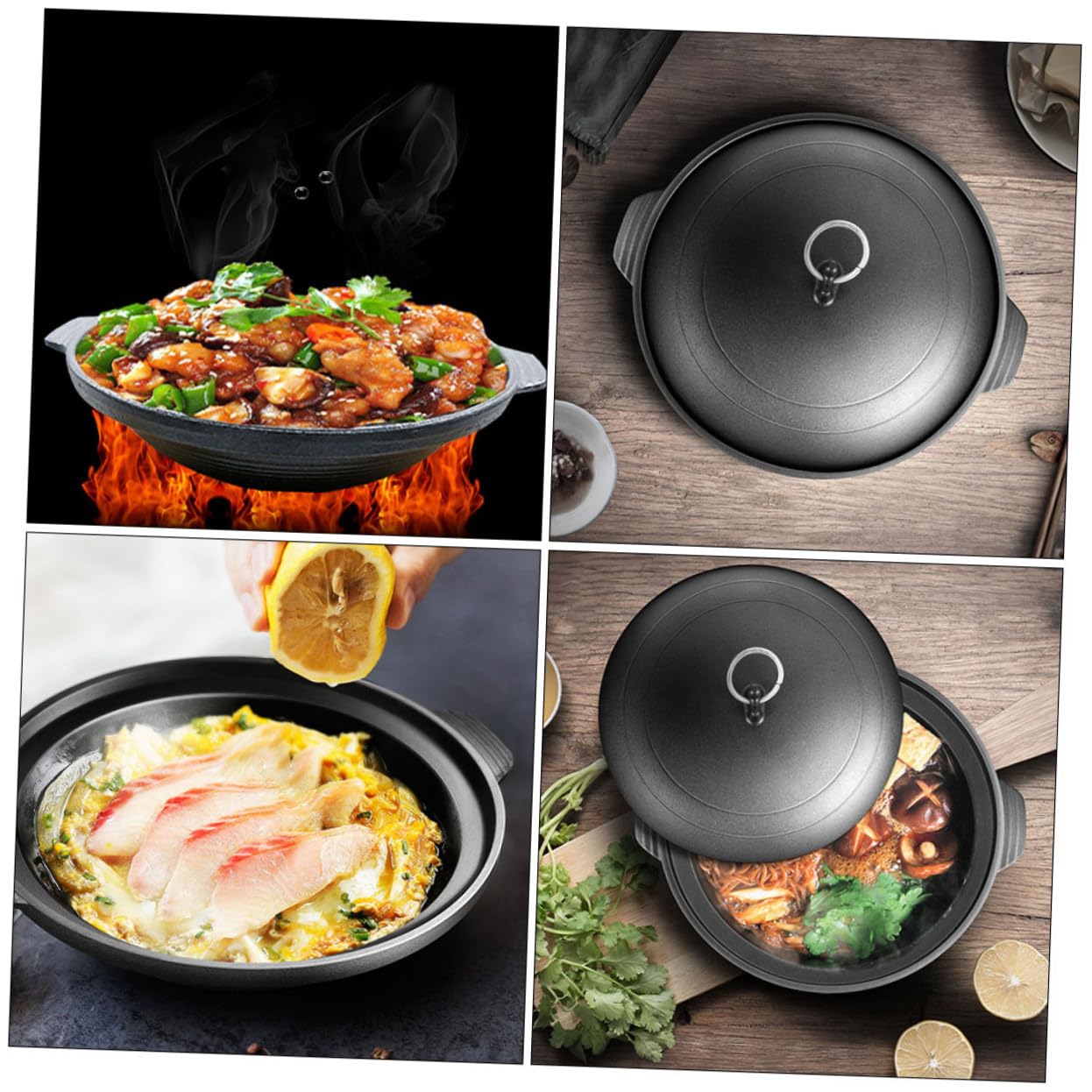 ERINGOGO Gusseisen Schmortopf Gelb Kreativer Claypot Topf für Huhn Reis Kochen Ergonomisch Wärmespeichernd Küchenhelfer Geschenkidee