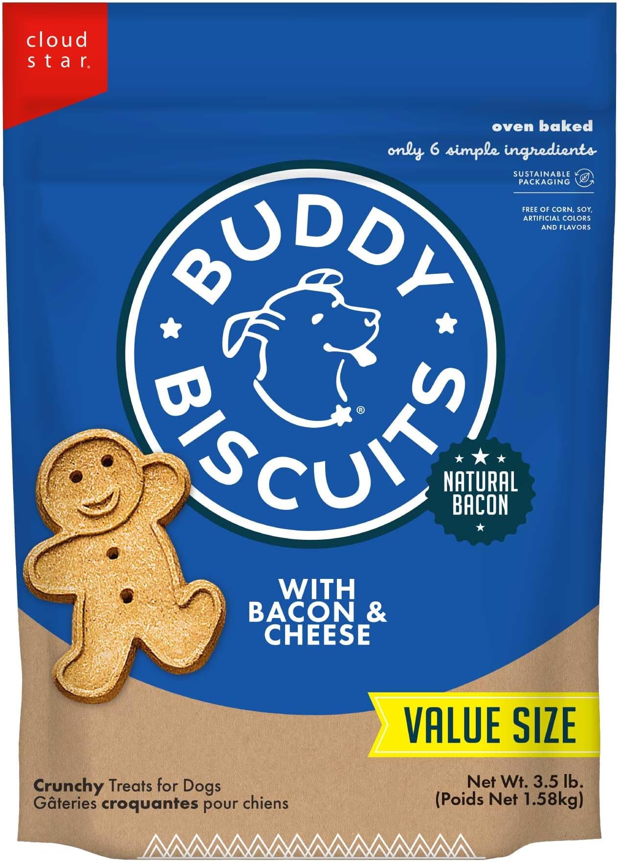 Cloud Star Buddy Biscuits Original Oven Baked Treats With Bacon & Cheese - 3.5 Lb, 1 Piece