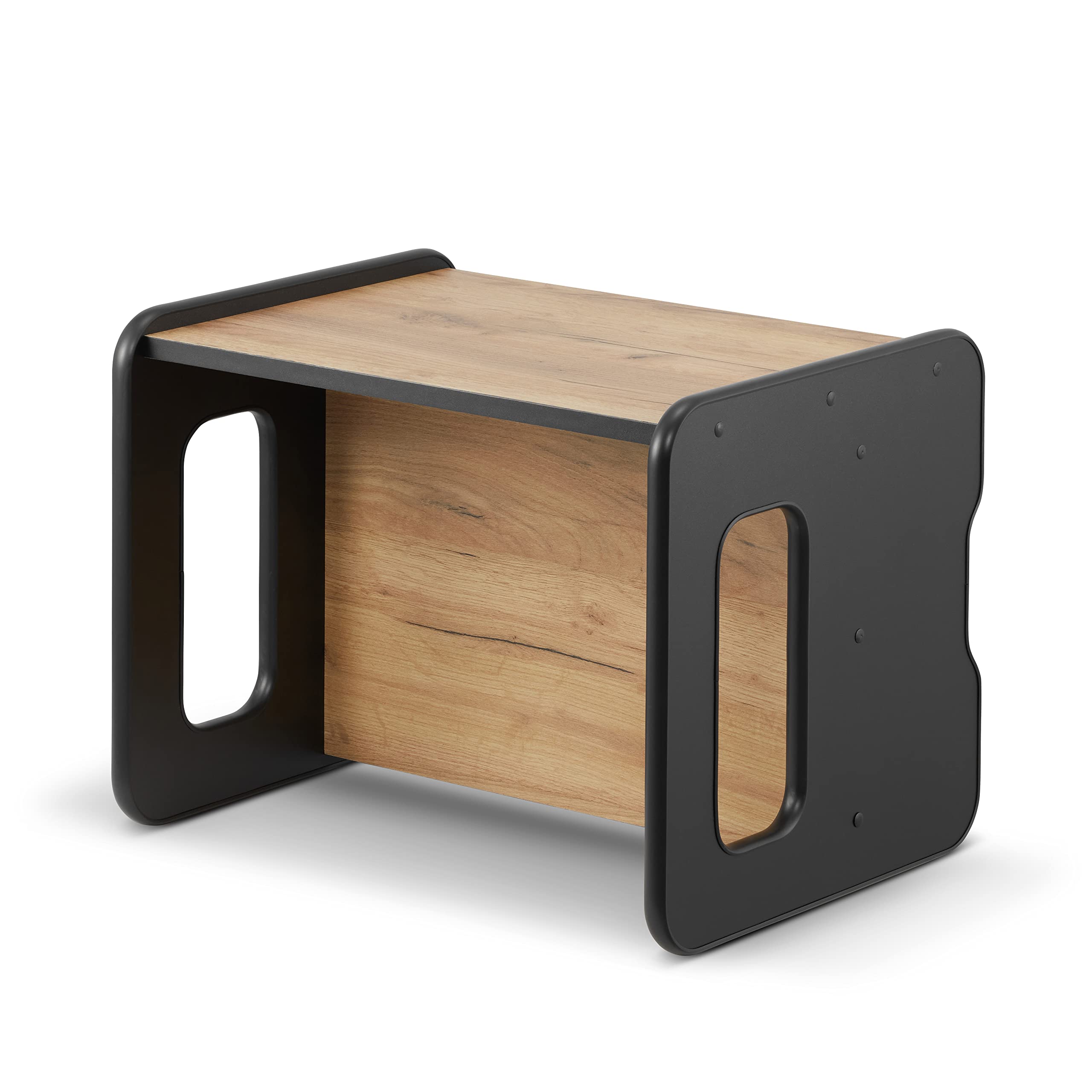 defiPad Banc en Bois évolutif pour Enfants - Modulable en Table et siège - 2 hauteurs d'assise - Élément de mobilier pour Aire de Jeux (Noir + Chêne)
