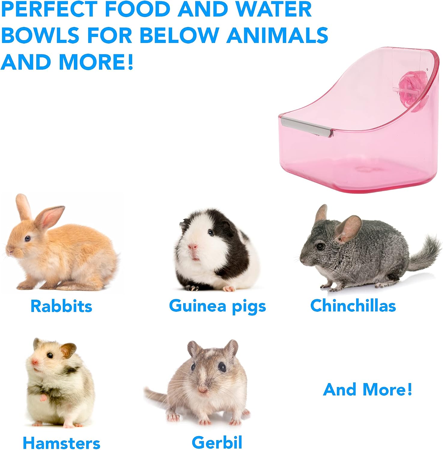 (2 Pack) 5" x 3 3/4" x 4" CalPalmy Pink Food and Water Bowl for Rabbit, Chinchilla, Guinea Pig - The Best Tip-Proof, Clip-On Food Dishes for Rabbits and Small Pets