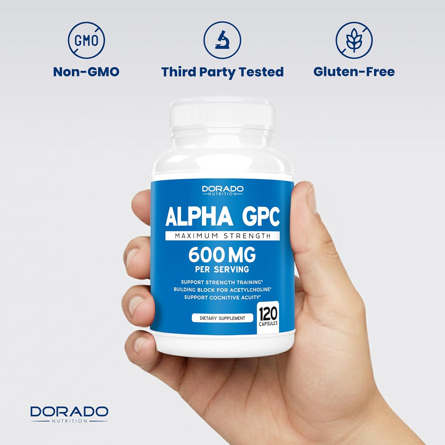 Alpha GPC Choline Capsules - 120 Count, 600mg Servings (Brain Support Aid That Supports Focus, Memory, Motivation, & Energy (Third Party Tested, Vegan Safe Made in The USA) Brain Support Supplement - Image 7