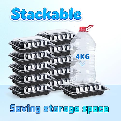 Miniatura 65 de YANGRUI Recipientes de plástico de 6 pulgadas, 17 onzas, paquete de 55 unidades – tapa reutilizable Crystal View anti niebla sin BPA PP Clamshell