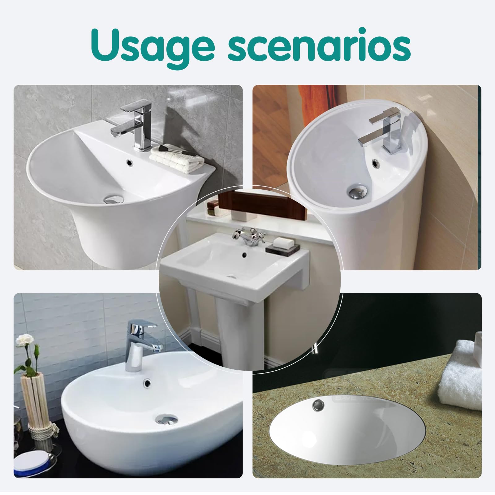 4 piezas de anillo de rebosadero para lavabo, roseta de rebosadero para baño, lavabo, lavabo, para adornar, tapón de rebosadero, robusto, plateado