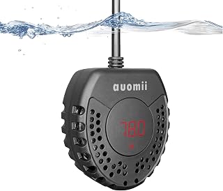 Mini Submersible Aquarium Heater, 50W/100W Small Fish Tank Heater, Built-in Thermometer, 2 LED Temperature Display, External Temperature Controller, Smart Memory, 100W (5-20Gallons)