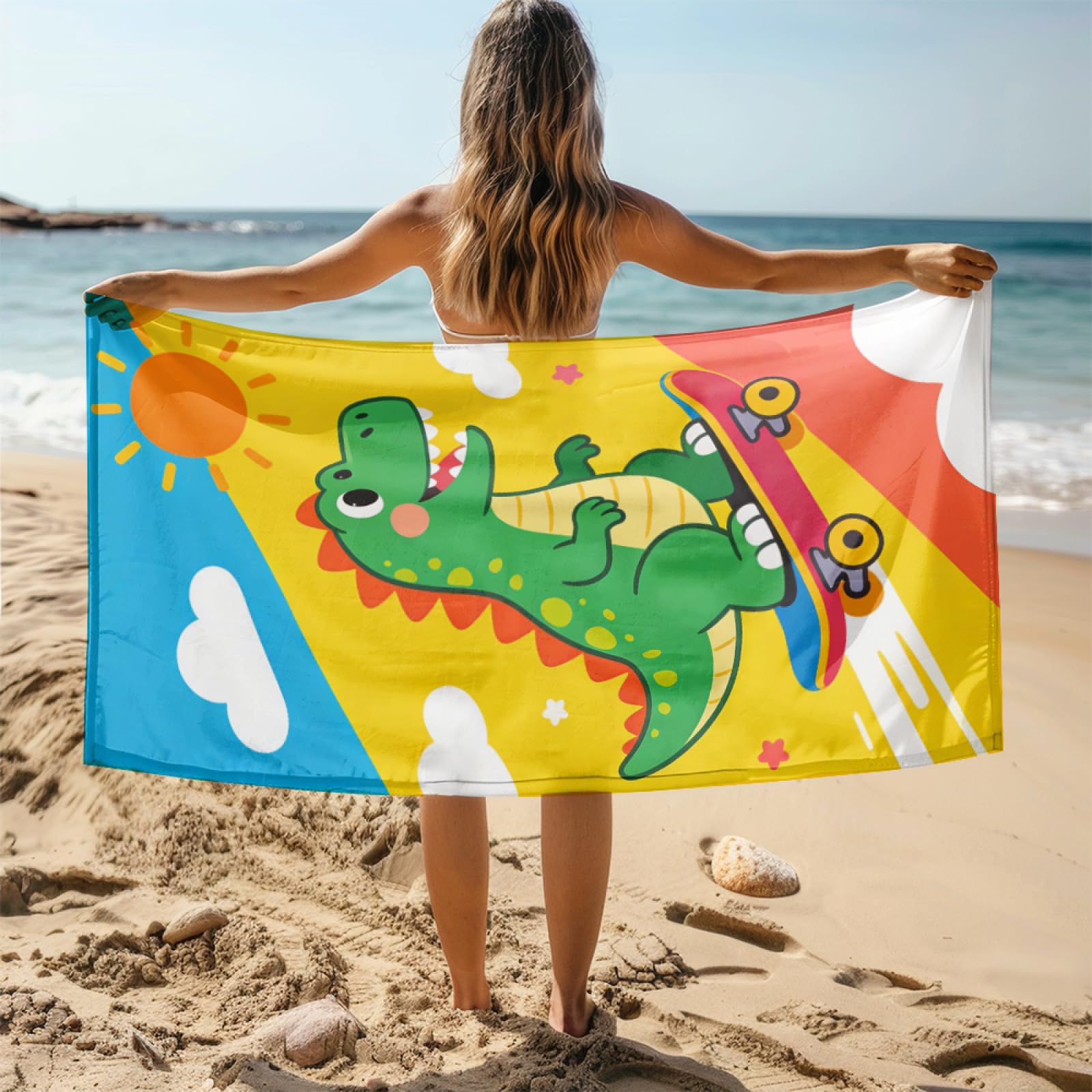 Serviette de PiscineDauphin Baleine Bleue Serviette Fouta Plage Stylée Personnalisée pour Adultes, Légère Séchage Rapide Anti-Sable, Adaptée Aux Voyages,Yoga et Vacances 100x180 cm