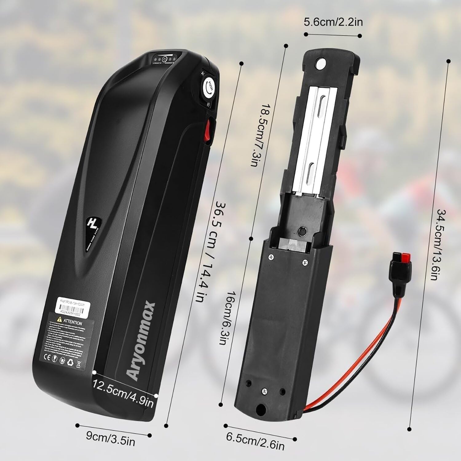 Batteria Ebike, 36V 48V 25Ah 25Ah 13Ah Batteria Litio Hailong Bici Elettrica con Caricabatterie/Piastra Base 4Pin o 5Pin / Cella Grado A (36V 25Ah 5-Pin,+USB)