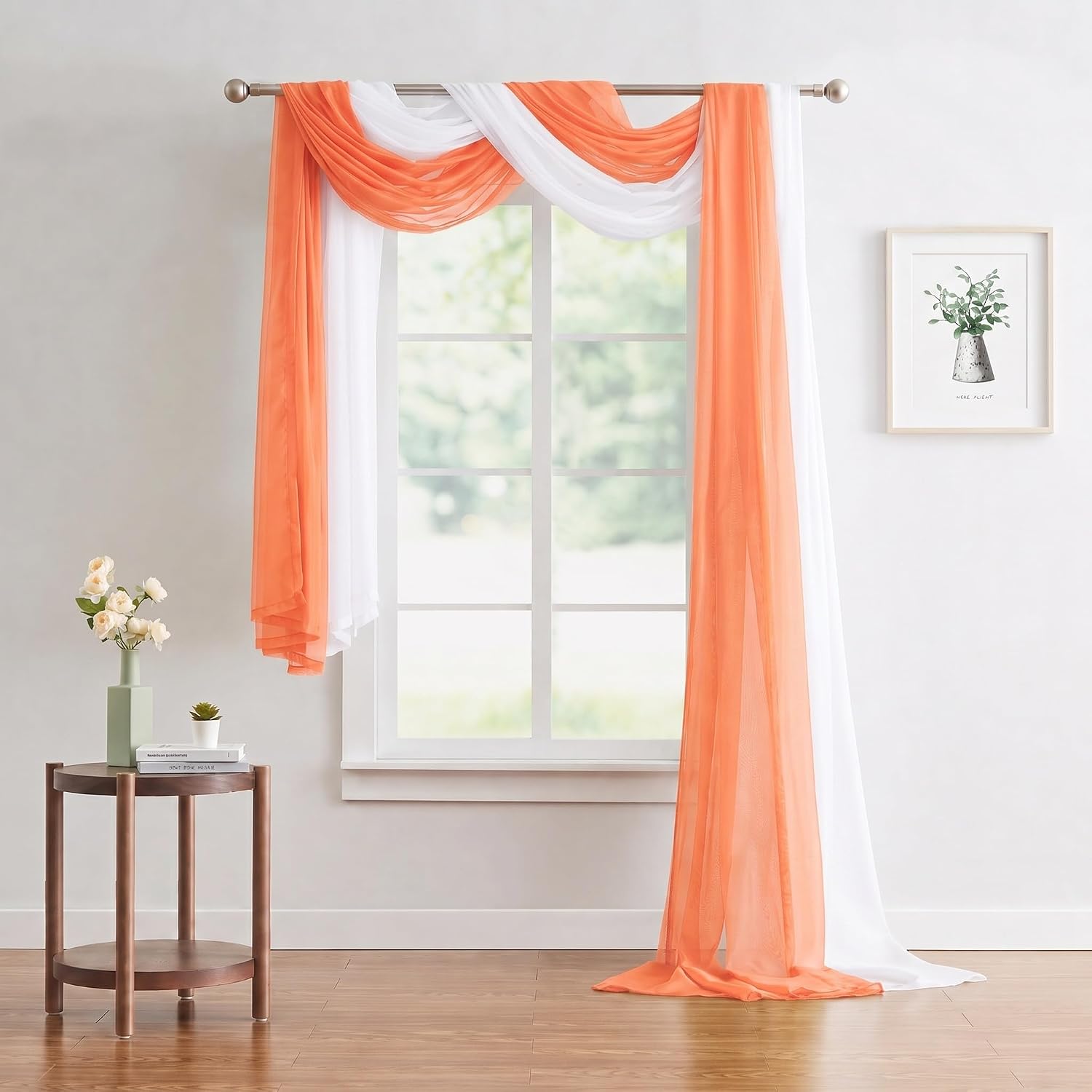 Warm Home Designs 55 x 144 Rust Orange Sheer Window Scarf. AM Orange 144"
