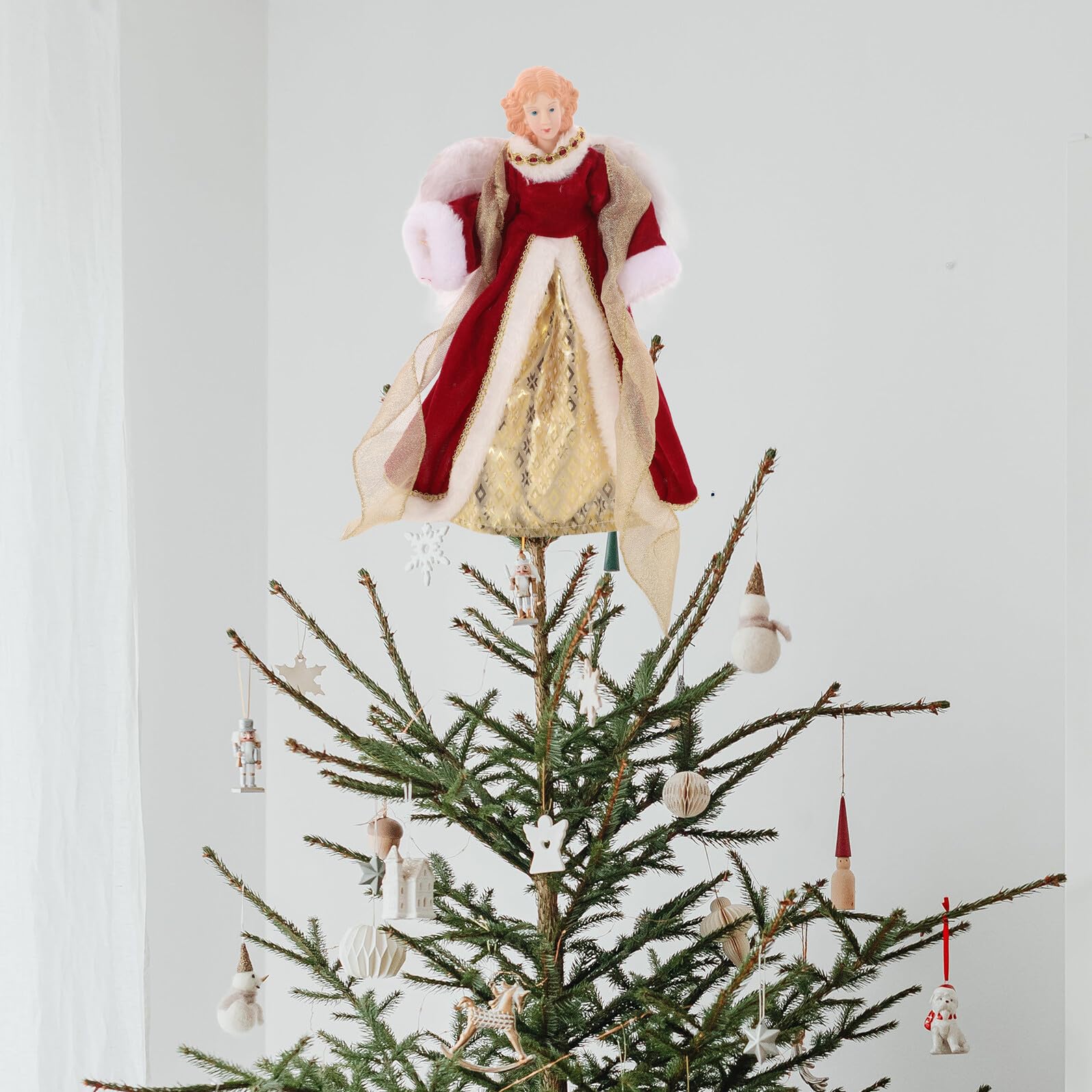 Homoyoyo Estrella Copa del Árbol de Navidad Ángel Decorativo Alas Figura de Ángel Pequeña para Decoración de Árbol Adorno Navideño para Mesa o Fiesta
