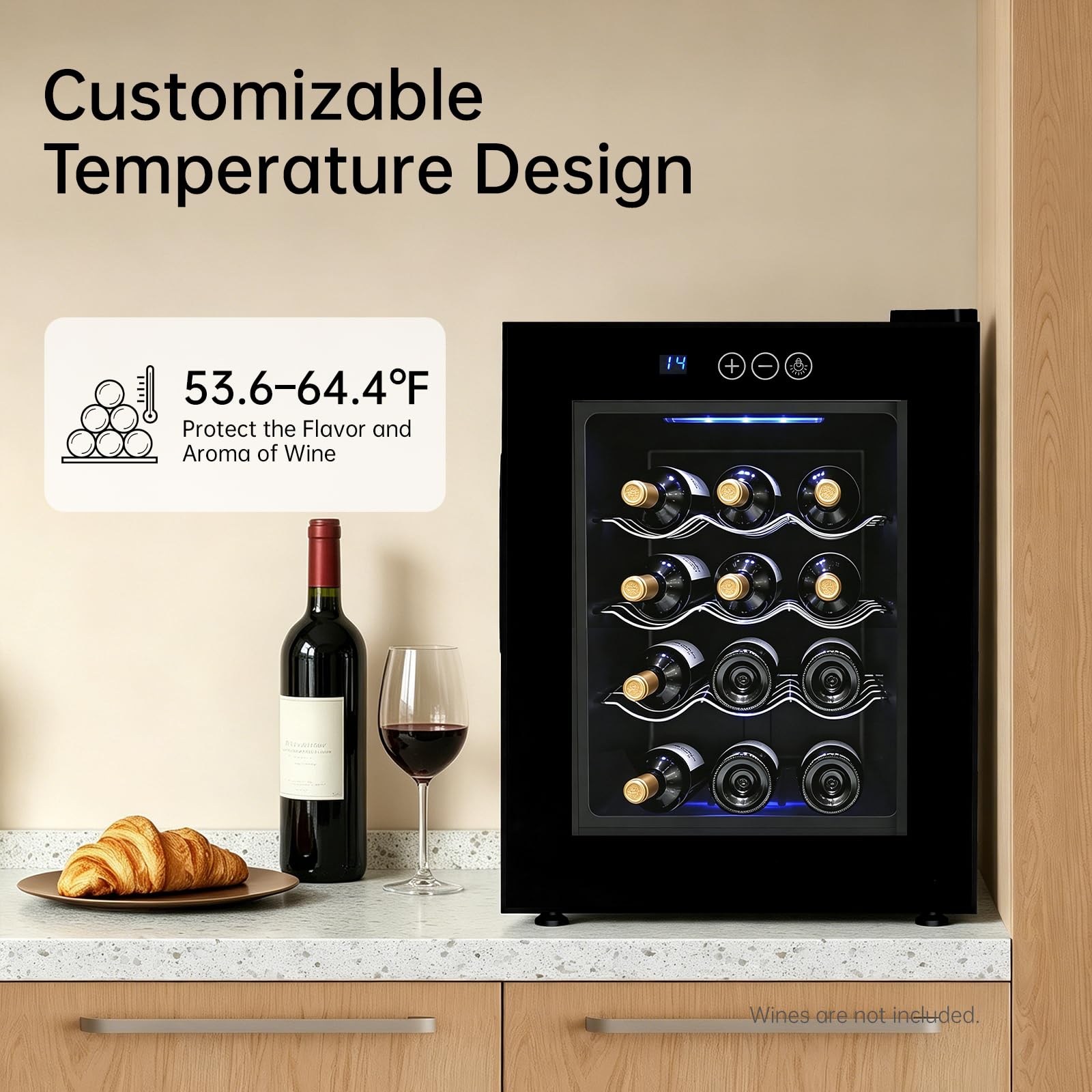Wine Fridge - Nevera para vino (12 botellas, 12 a 18 °C, 32 L)