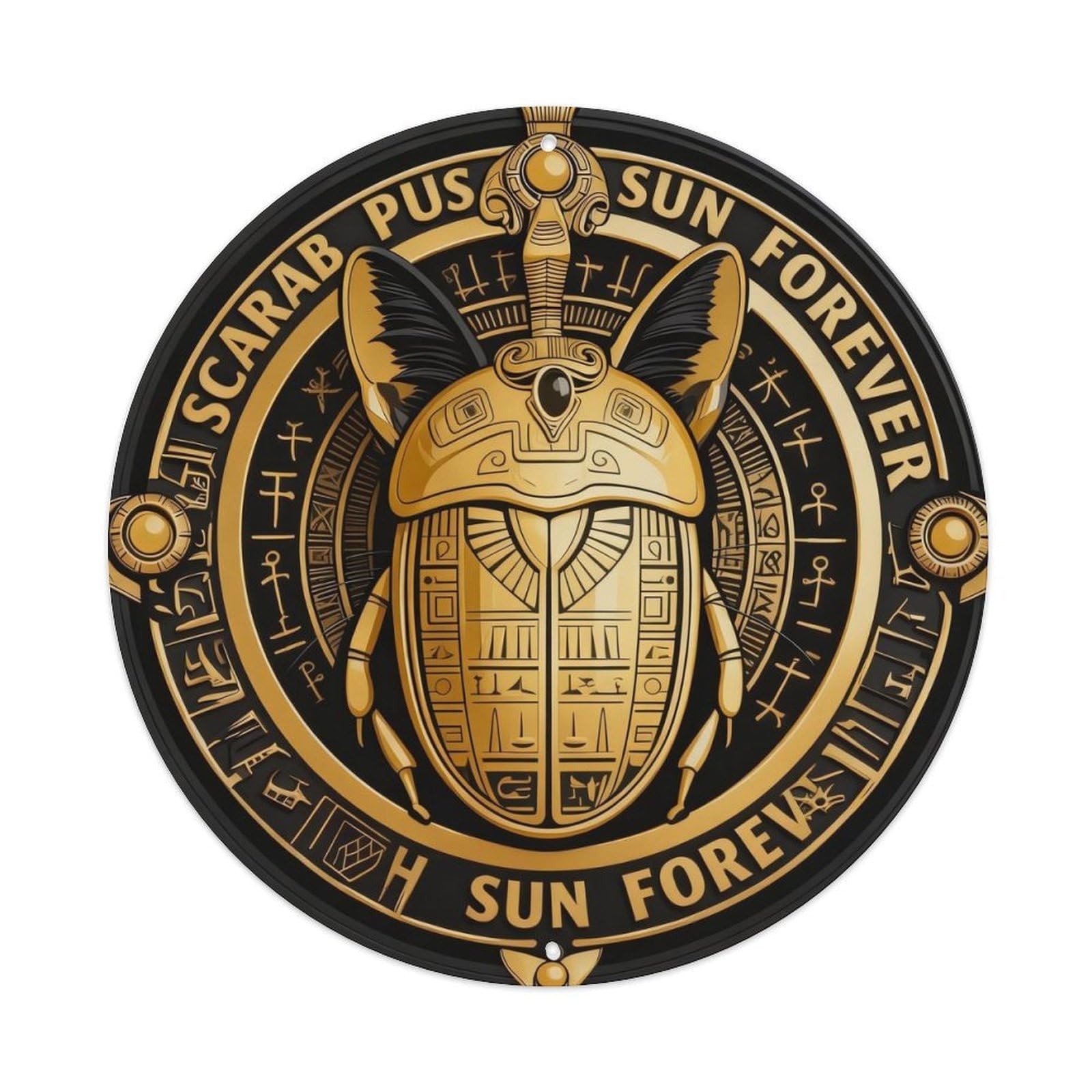 Scarab Push Sun Forever Metal Tin Sign Plaque