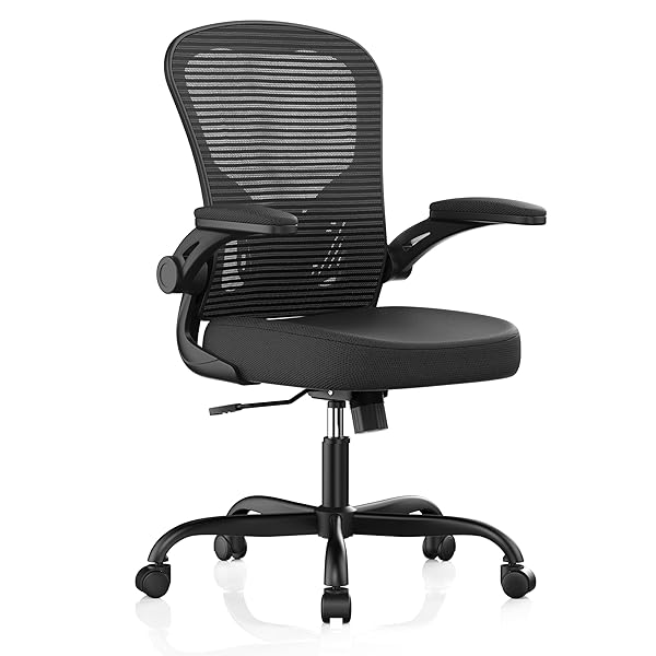 Office Chair, Ergonomic Desk Chairs 330LBS Capacity High Back Mesh Computer Chair with Flip-up Armrests, Comfy Work Chair with Adjustable Lumbar Support, Rolling Chair