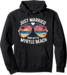 Just Married Myrtle Beach Honeymoon Pullover Hoodie