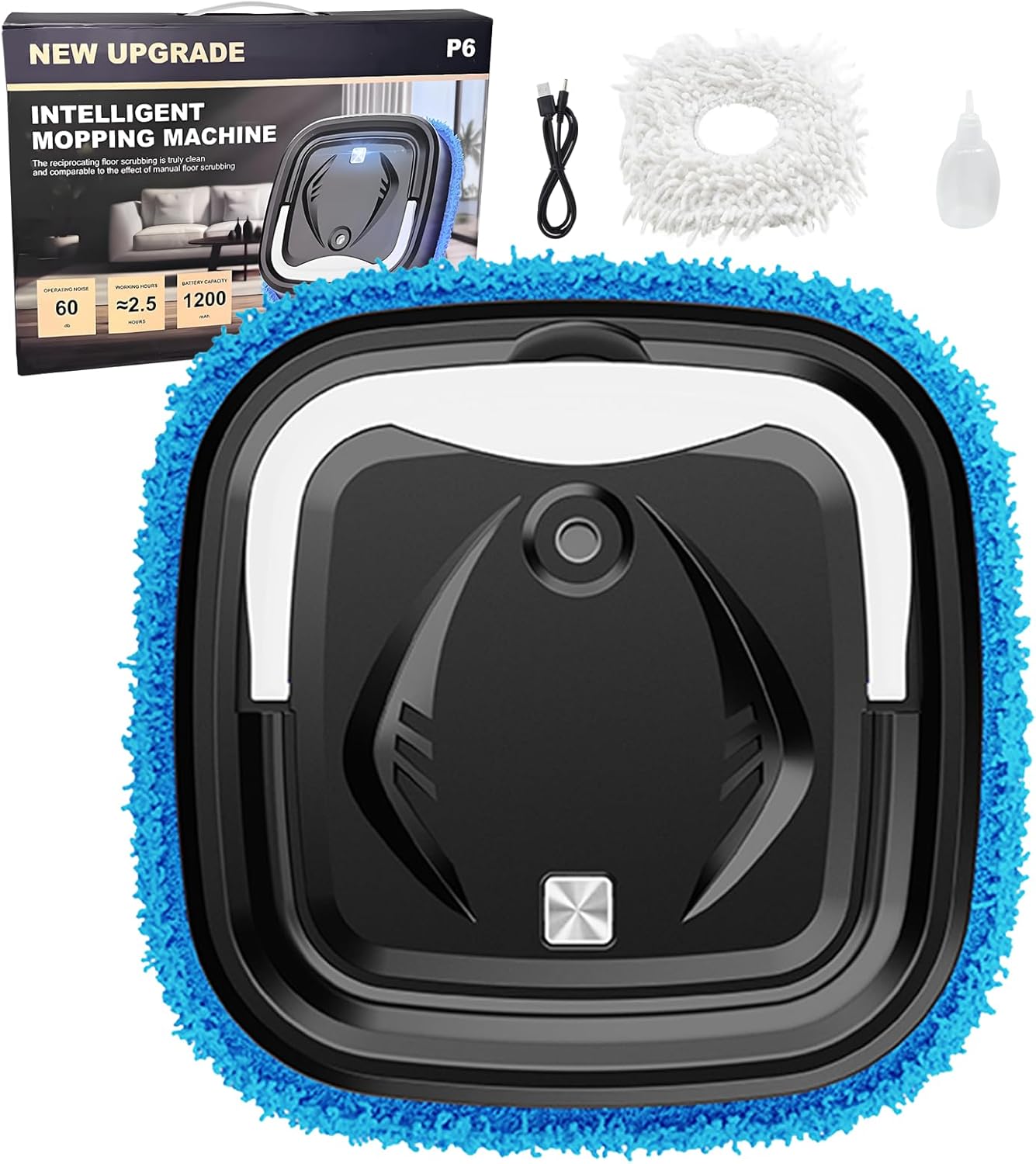 Automatic Robot Mop,Dual Use of Dry and Wet,Spray Function,Rechargeable Low Noise Intelligent Mopping Machine,Suitable for Bedrooms,Kitchens,Living Rooms