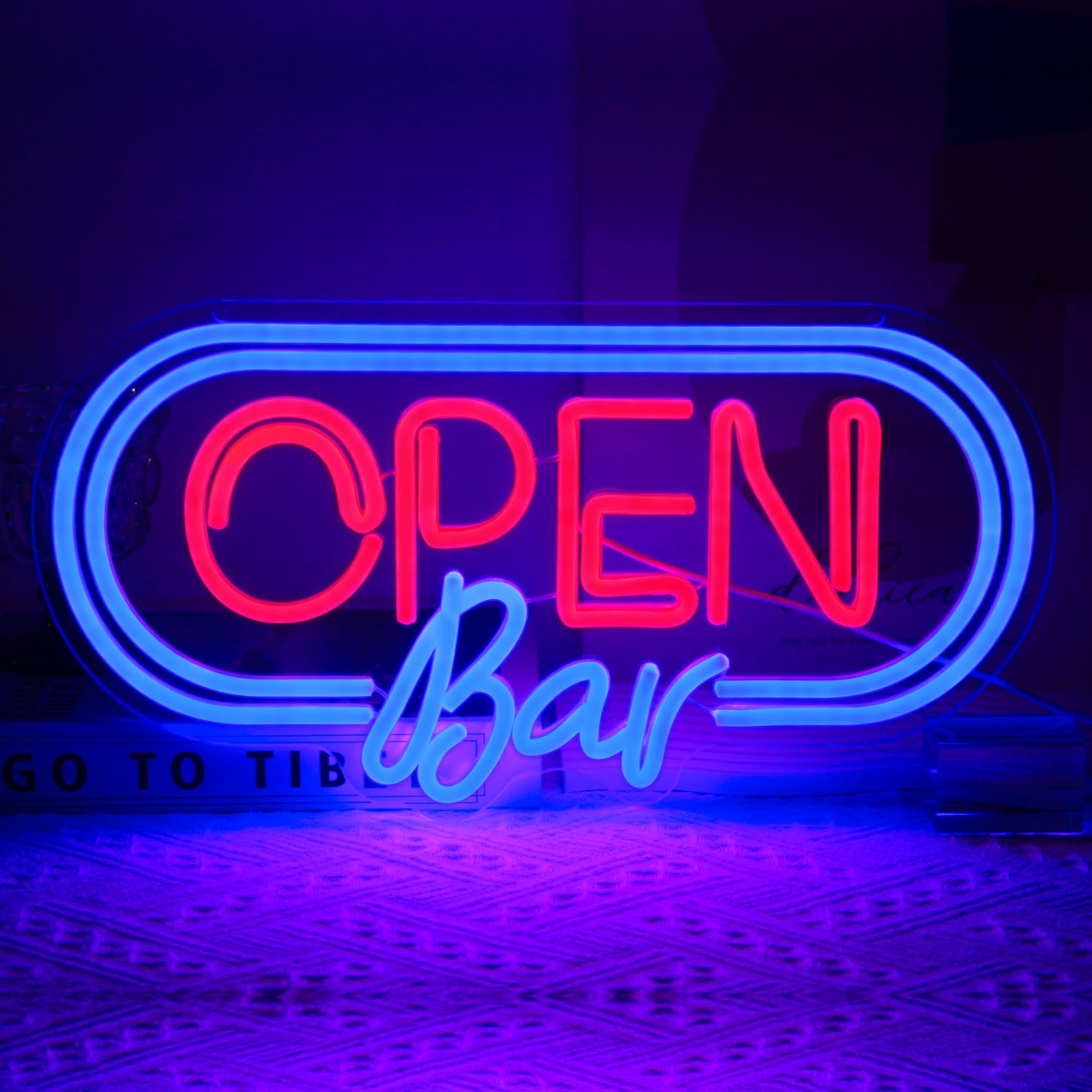Bar Open Neon Sign Bar LED Sign Dimmable Open Neon Light Blue Red Letter Neon Wall Sign Business Neon Light Up Sign for Bar Pub Hotel Shop Club Man Cave Decor Party Sign Wall Art
