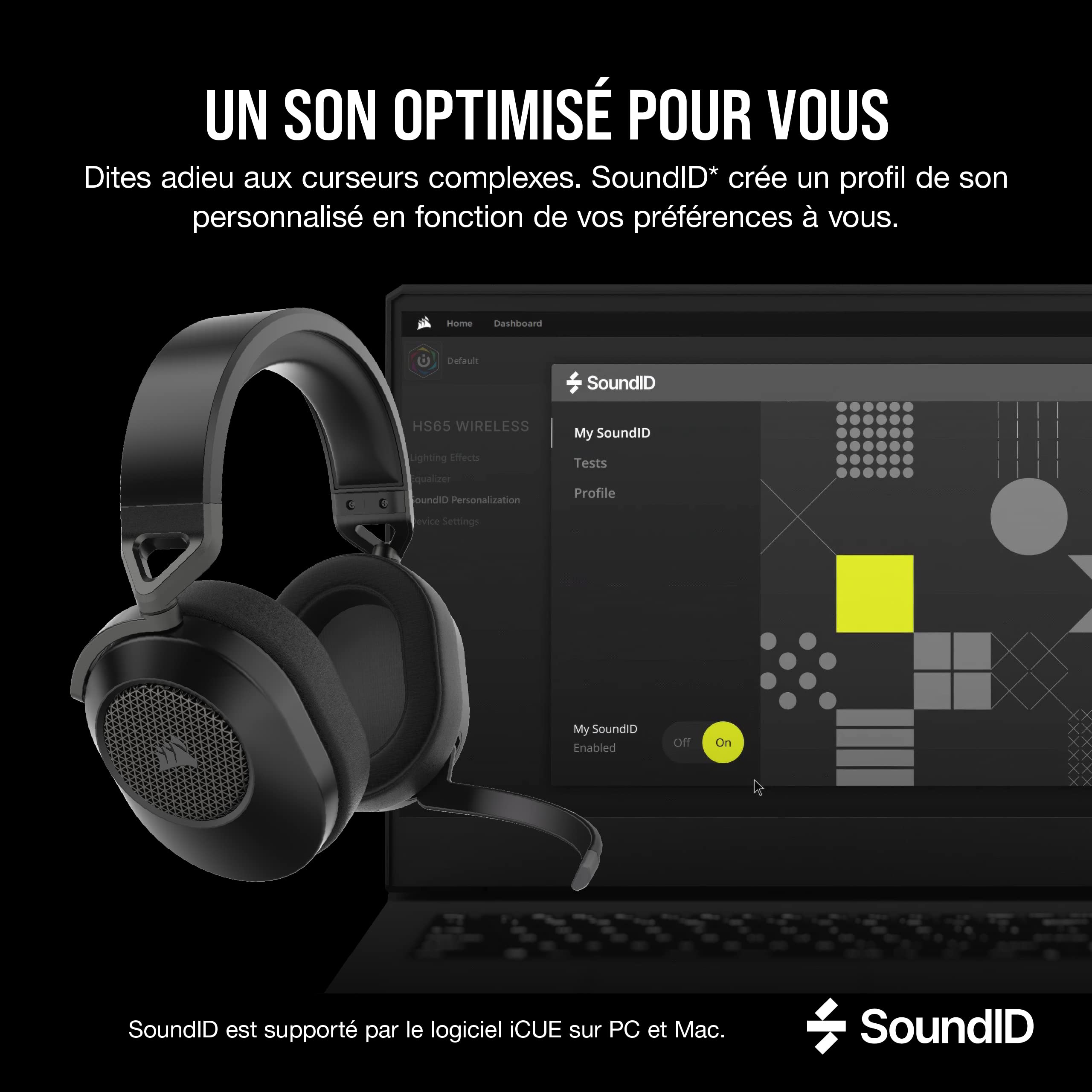 Corsair HS65 Wireless Casque Gaming - Faible Latence 2,4 Ghz sans Fil ou Bluetooth, Son Surround Dolby® Audio 7.1, Légère, Microphone Omnidirectionnel, Commandes Audios Accessibles - Noir