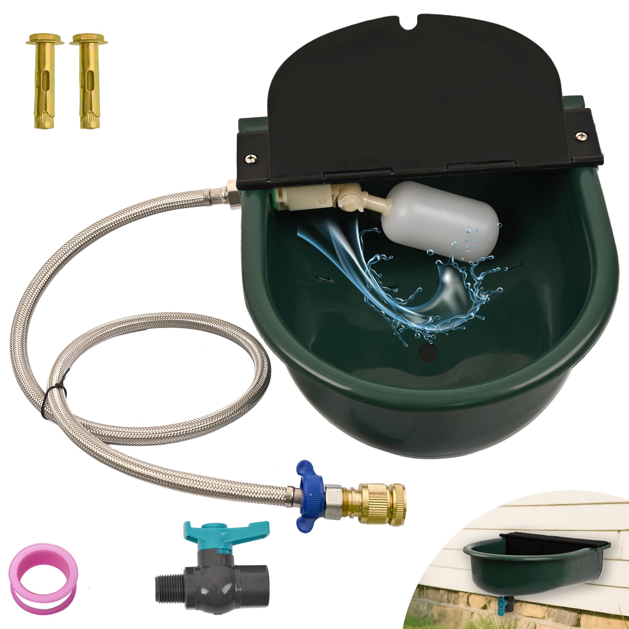 Dispensador automático de agua para perros, con sistema de drenaje y llenado automático, agua de plástico para mascotas de 1 galón