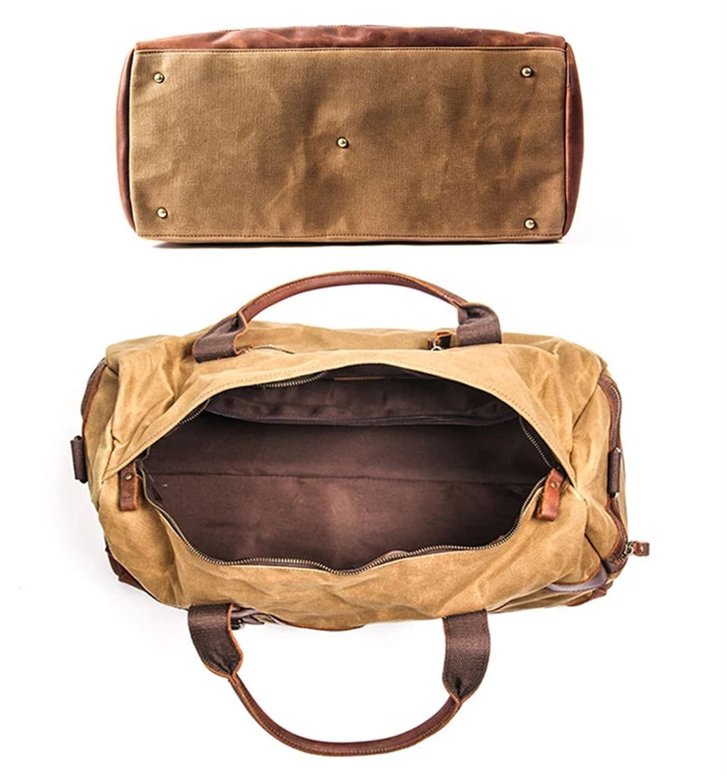 Reisetasche Wasserdichte gewachste Canvas-Leder-Herren-Reisetasche, Handgepäck-Tasche, Handgepäck, große Tragetasche, Vintage-Herren-Reisetasche, Wochenendtasche, große Übernachtungstasche(Green)