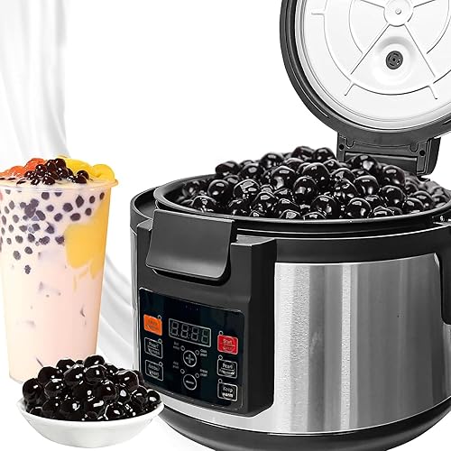 Yovtekc - Olla comercial de perlas de tapioca, 16 L, olla de té Boba con burbujas antiadherentes, con panel de control de botón para té de burbujas,