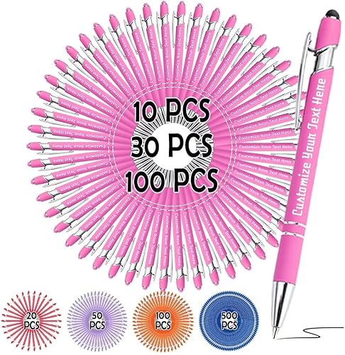 Miniatura 10 de Coregiftr Bolígrafos personalizados, bolígrafo grabado personalizado con punta de lápiz capacitivo, bolígrafo de tinta retráctil personalizado para