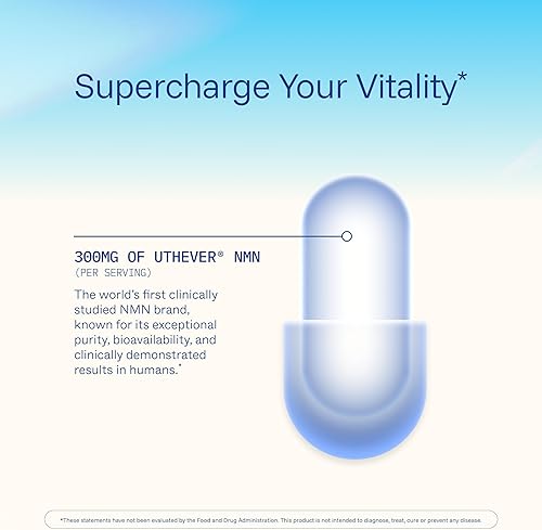 Miniatura 5 de ProHealth NMN Pro 300 (90 cápsulas) Uthever NMN. Precursor NAD+ clínicamente estudiado para energía celular, apoyo mitocondrial y envejecimiento