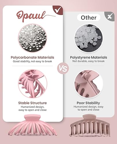 Miniatura 4 de OPAUL - Pinzas para el cabello para mujer pinzas grandes antideslizantes mate para cabello grueso y fino pinzas de cabello grandes de 47 pulgadas