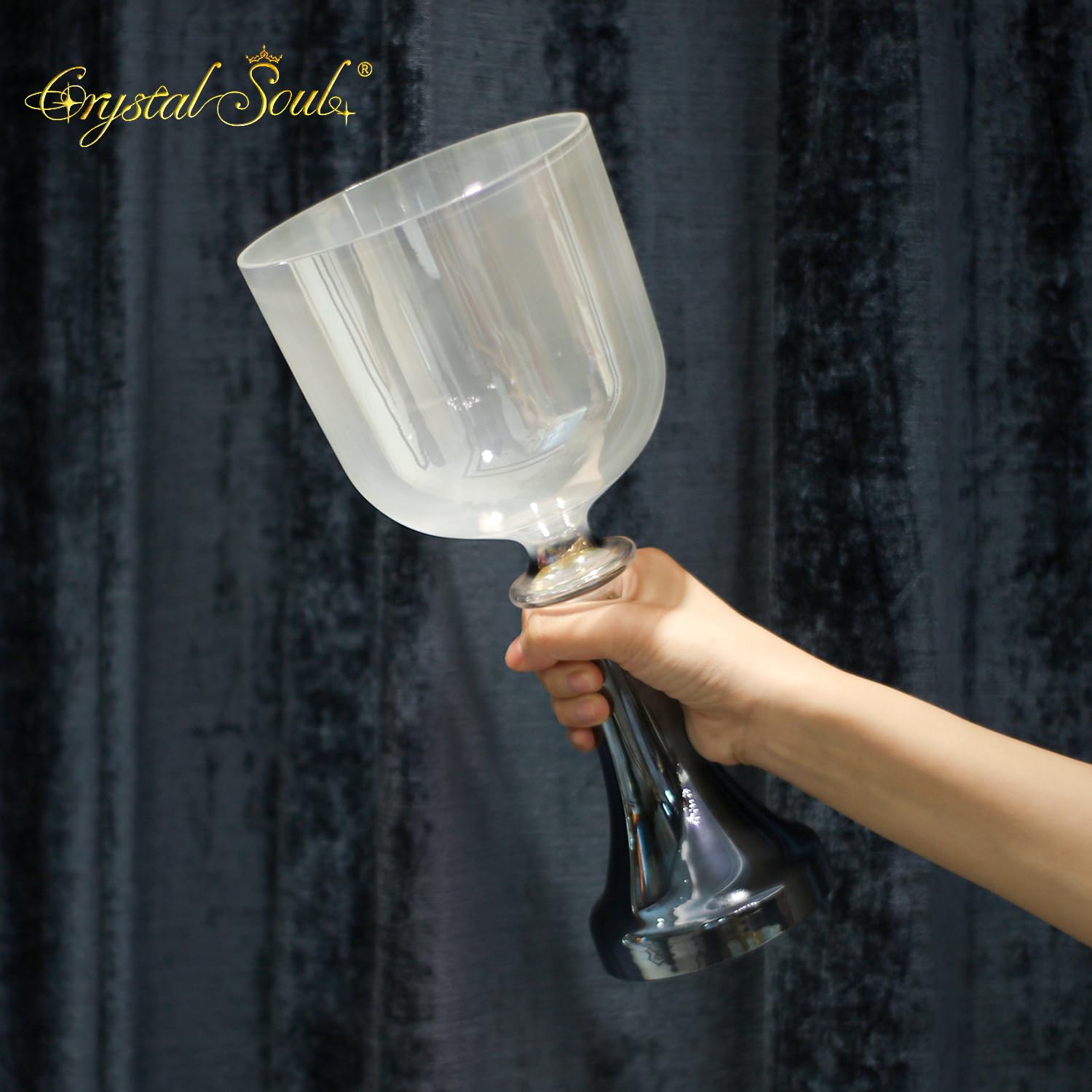 Crystal Soul Heiliger Kelch Kristall-Klangschale Quarz Perlen-Farbverlauf 14 cm 432 Hz A# Note Klangbadinstrument