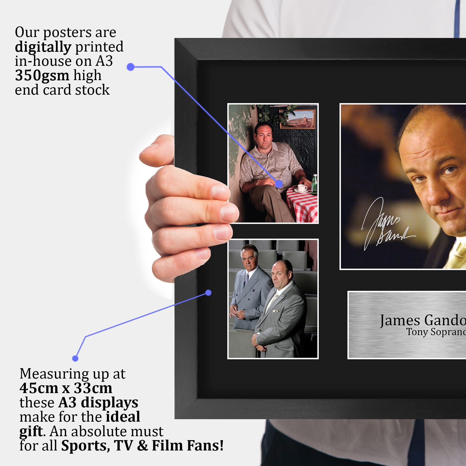 HWC Trading FR A3 James Gandolfini Sopranos Tony Gifts Printed Signed Autograph Picture for TV Show Fans - A3 Framed - Image 3