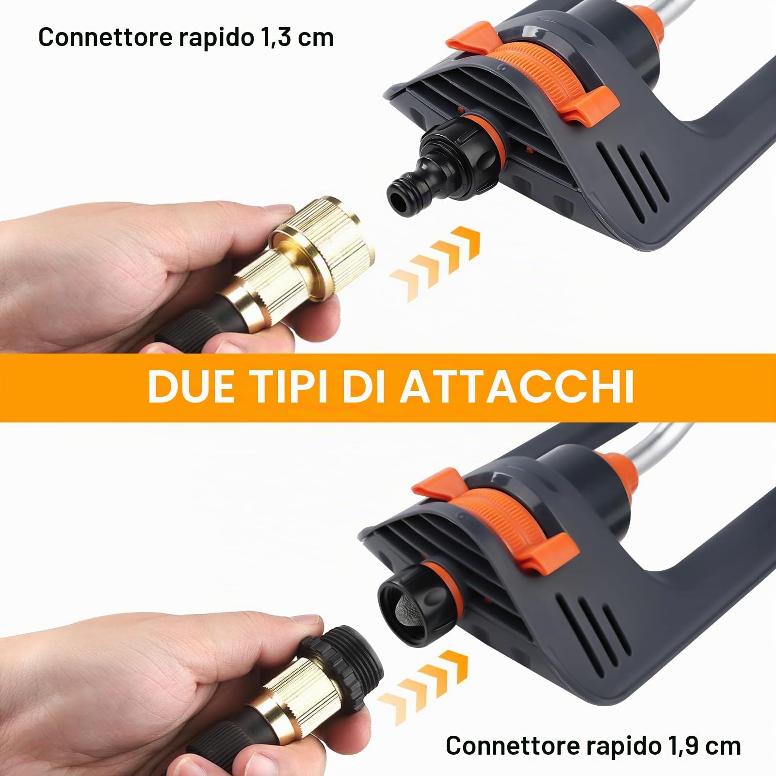 Nikou Irrigatore Oscillante, Irrigatore da Giardino Oscillante Automatico Rettangolare a 19 Fori, per Giardino Prato Parco Cortile (Gamba Curva)