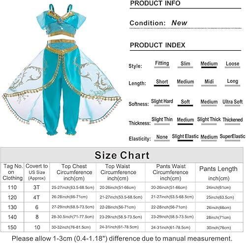 Miniatura 3 de Jurebecia Princess Costume for Girls Halloween Dress up Fancy Birthday Theme Party Role Play Outfit Blue