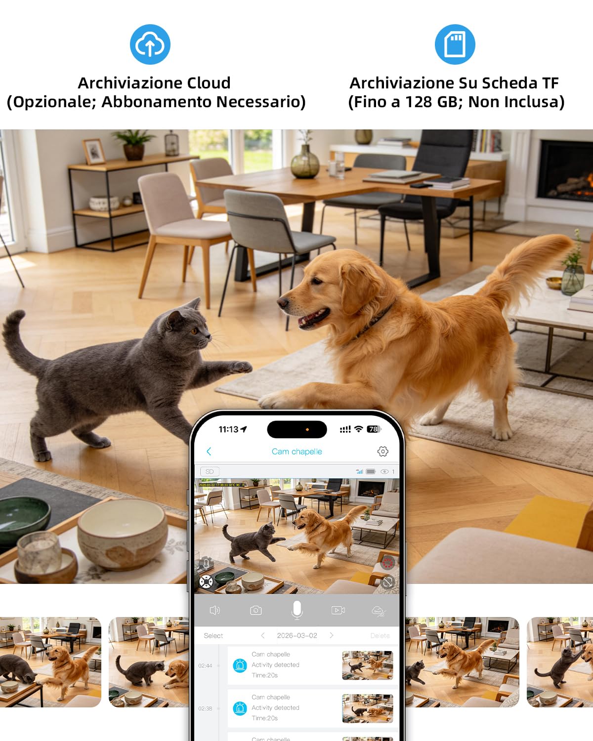 Xega 4G LTE Telecamera Interno con Sim/ 7800mAh Batteria senza Fili, 360° PTZ Telecamera Senza WiFi, 2K Videocamera Sorveglianza Interno con Visione Notturna a Colori, PIR Rilevamento, IP65
